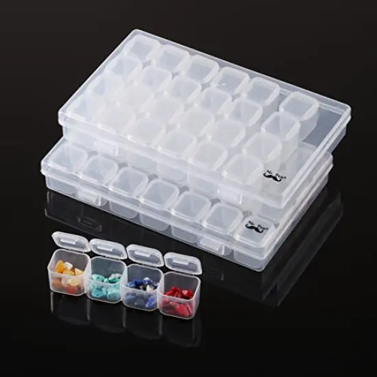 28 Grids, 2 Pack, Bead Storage Containers with 160pcs Label Stickers, Diamond Art, Bead Box, Diamond Painting Organizer {3}