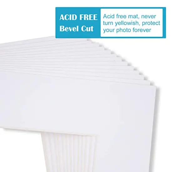 11x14 White Picture Mats Pack of 14, Frame Mattes for 8x10 Pictures, Acid Free, 1.2mm Thickness, with Core Bevel Cut {5}