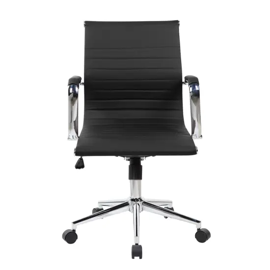 Techni Office Solutions 3' Black and Metallic Silver Modern Medium Back Executive Office Chair {3}