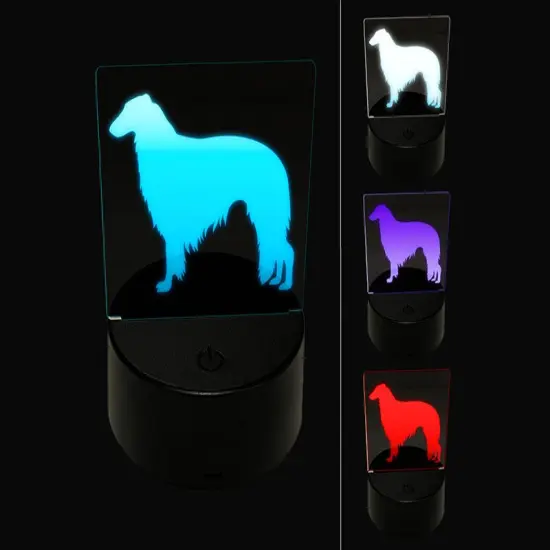 Borzoi Russian Wolfhound Dog Solid 3D Illusion LED Night Light Sign Nightstand Desk Lamp {1}