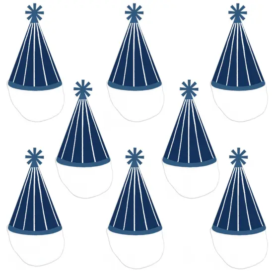 Big Dot of Happiness Navy Stripes - Cone Happy Birthday Party Hats for Kids and Adults - Set of 8 (Standard Size) {7}