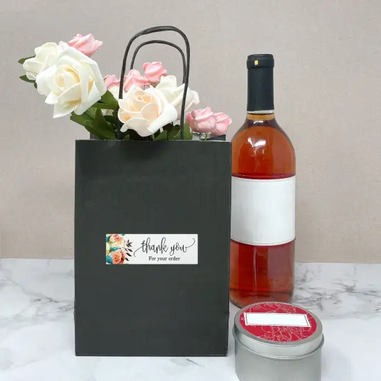 Wrapables 3" x 1" Small Business Thank You Stickers Roll, Sealing Stickers and Labels for Boxes, Envelopes, Bags, Packages Peach (120 stickers) {4}