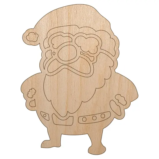 Cute Chibi Santa Claus Christmas Unfinished Wood Shape Piece Cutout for DIY Craft Projects {7}