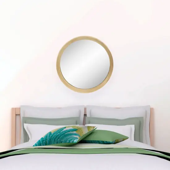 Northlight 13" Gold Round Modern Wall Mirror with Woodgrain Finish {3}
