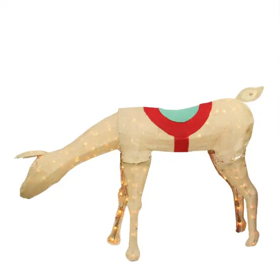 Northlight 44" Beige and Red Pre-Lit Feeding Reindeer Christmas Outdoor Decor {1}