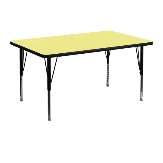 Emma and Oliver 30x48 Rectangle Laminate Adjustable Preschool Activity Table Yellow {1}
