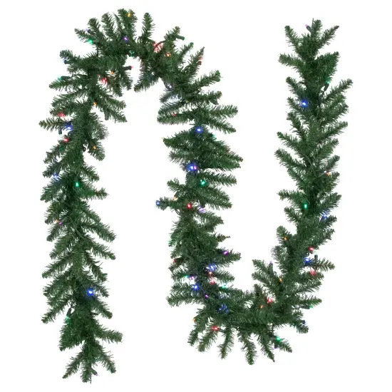 Northlight Pre-Lit Winona Fir Artificial Christmas Garland - 9' x 12" - Multi LED Lights Green {1}