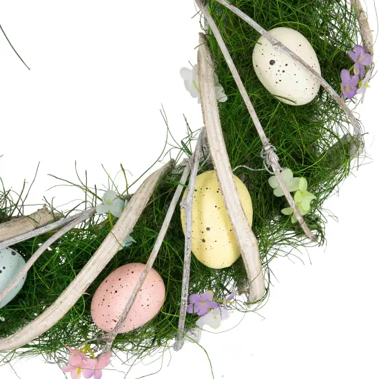 Northlight Speckled Eggs and Spring Flowers Easter Wreath - 15" Green {4}