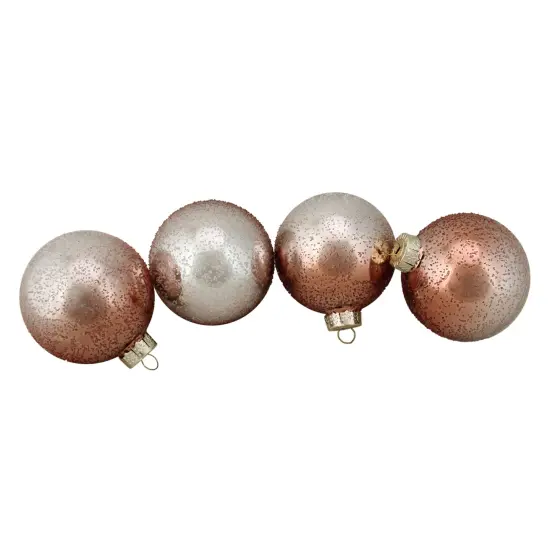 Northlight Ombre Hand BlownGlass Christmas Ball Ornaments - 3.25" (80mm) - Copper and Silver - 4ct Bronze {1}