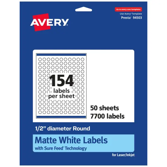 Avery Matte White Round Labels, 1/2" diameter {1}
