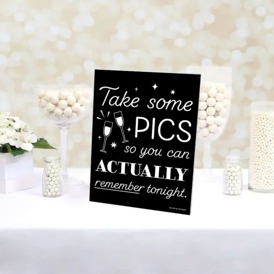 Big Dot of Happiness Take Some Pics Funny Photo Booth Sign - Printed on Sturdy Plastic Material - 10.5 x 13.75 inches - Sign with Stand - 1 Piece {4}