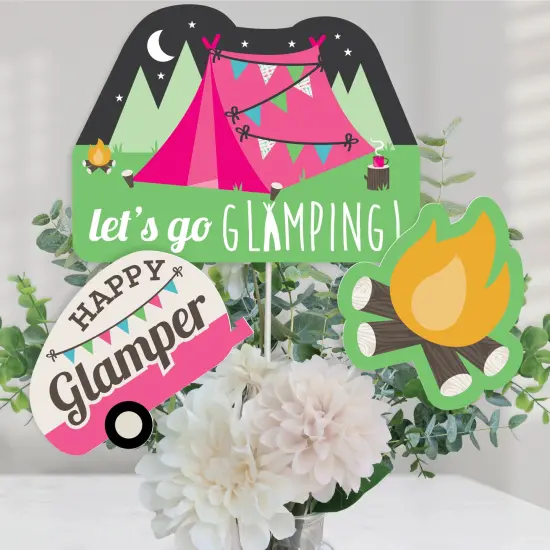 Big Dot of Happiness Let's Go Glamping - Camp Glamp Party or Birthday Party Centerpiece Sticks - Table Toppers - Set of 15 {1}