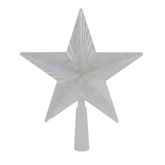 Northlight 8" Pre-Lit Clear Crystal Star Christmas Tree Topper - Multicolor LED Lights {1}