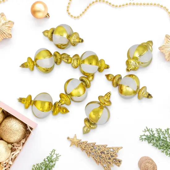 Northlight 8ct Gold Shiny Finish Shatterproof Finial Christmas Ornaments, 6" {3}