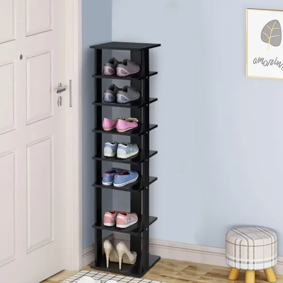 7-Tier Shoe Rack Practical Free Standing Shelves Storage Shelves Black {2}
