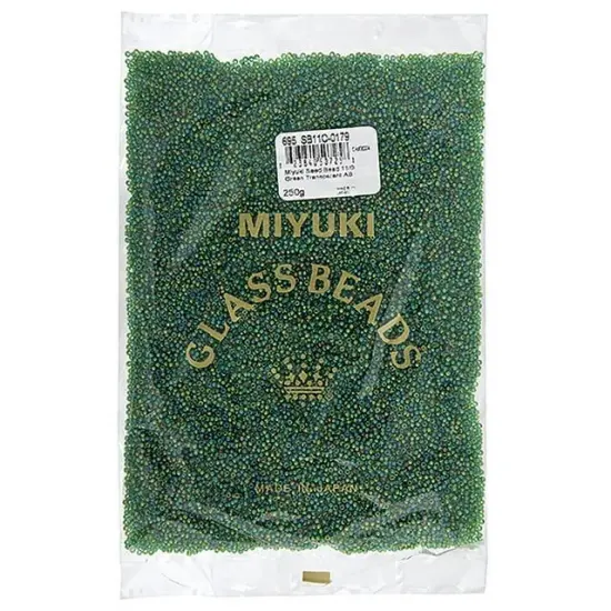 Miyuki 250g Transparent Round Seed Beads, 11/0 Green AB #179 {3}