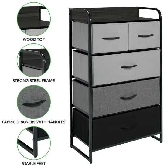 mDesign Tall Dresser Storage Chest, 5 Fabric Drawers {2}