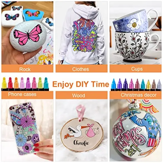 24-Color Dual Tip Acrylic Paint Pens Markers Premium for Wood, Canvas, Stone, Rock, Glass, Ceramic Surfaces DIY Crafts and Art Supplies {4}