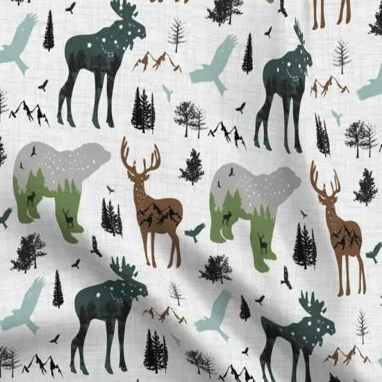 Various Fabrics by the Yard or Fat Quarter Arctic Woodland Animals Forest Alaska Mountains Adventure Bear Moose Custom Printed Fabric by Spoonflower {5}
