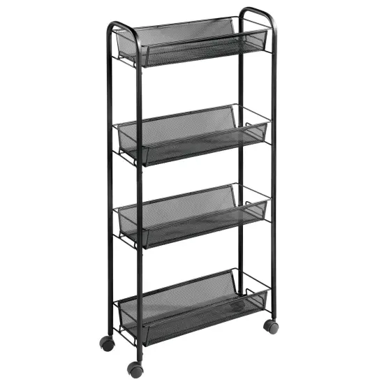 mDesign Steel Slim Rolling Utility Cart Storage Organizer with 4 Shelves {4}