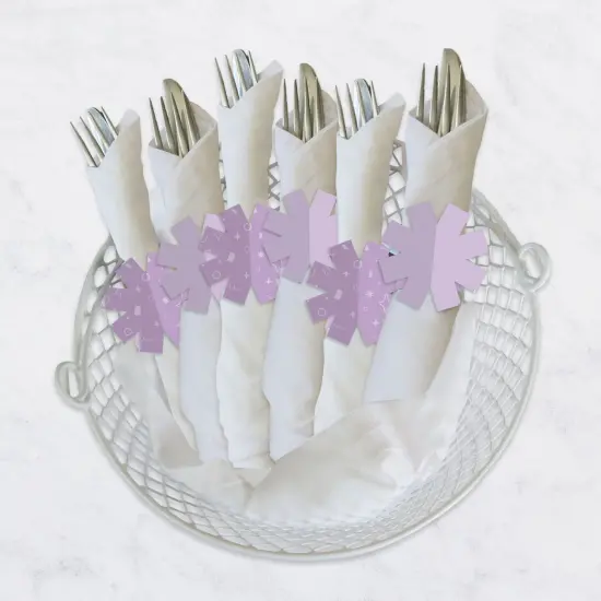Big Dot of Happiness Purple Confetti Stars - Simple Party Paper Napkin Holder - Napkin Rings - Set of 24 {4}
