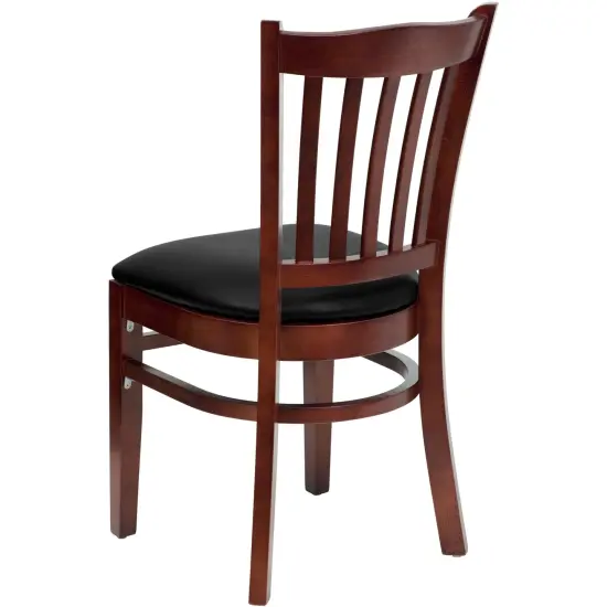 Emma and Oliver Vertical Slat Back Wooden Restaurant Dining Chair Mahogany/Mahogany {9}