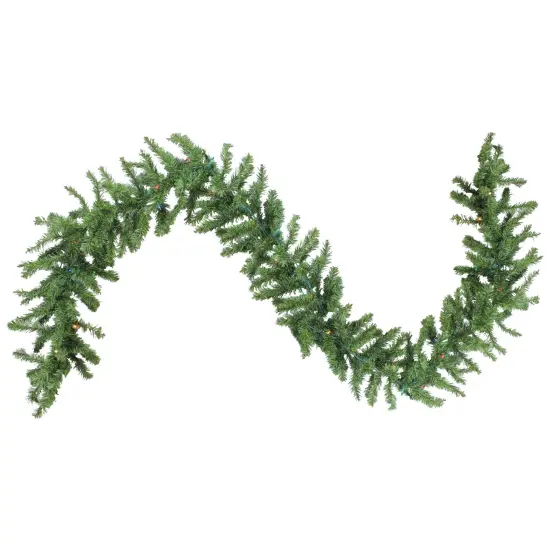 Northlight Pre-Lit Canadian Pine Artificial Christmas Garland - 9' x 8" - Multi Lights Green {1}