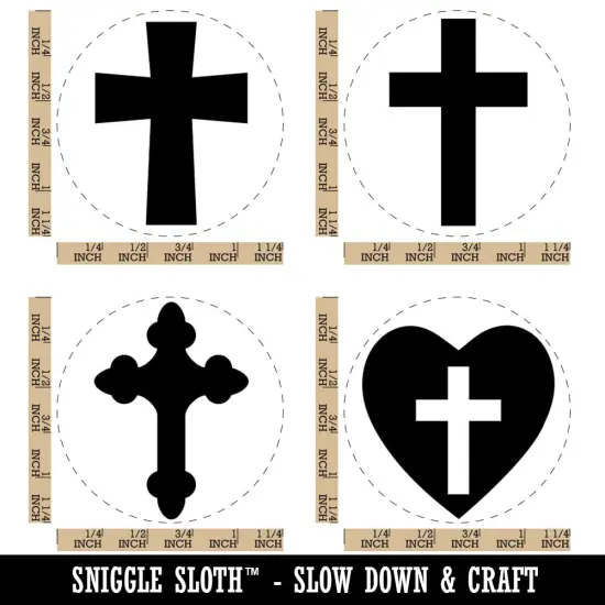 Crosses Christian Angled Heart Church Rubber Stamp Set for Stamping Crafting Planners {1}