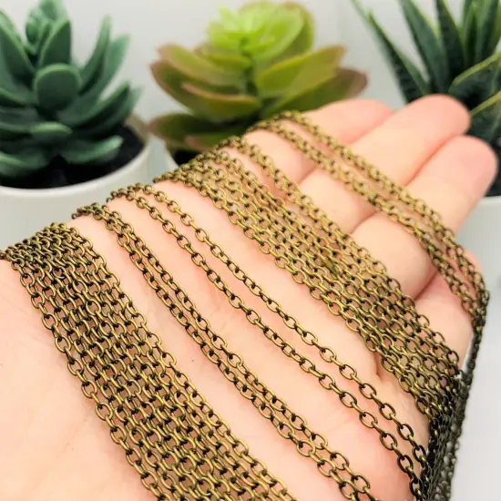 12 or 72 Pieces: 17 7/8" Pre-made Bronze Necklace Chains {4}