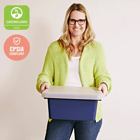 Square Bin with Lid, Storage Containers, 2-Pack Navy {6}