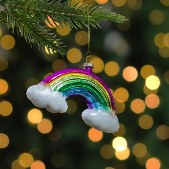 Northlight 4.75" Glass Rainbow and Clouds Christmas Ornament Multi {3}