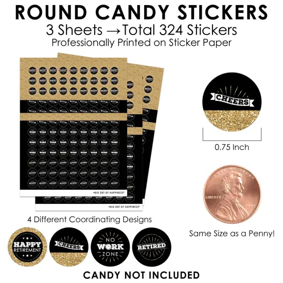 Big Dot of Happiness Happy Retirement - Retirement Party Small Round Candy Stickers - Party Favor Labels - 324 Count {4}