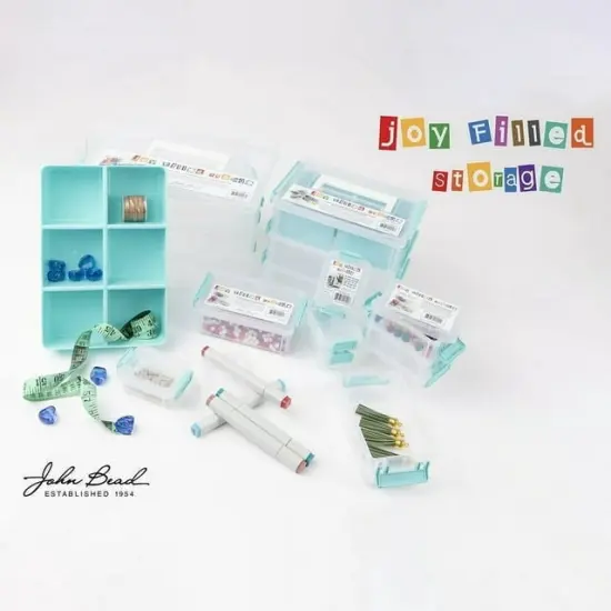 John Bead 4.5" Joy Filled Clear Stackable Organizer with Lids {5}