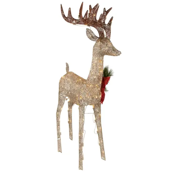 Northlight 48" Pre-Lit LED Champagne Deer Outdoor Christmas Decoration Gold {7}