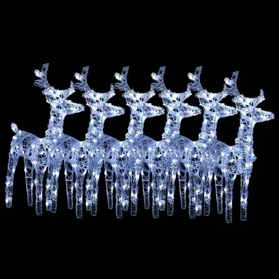 6 pcs Christmas Reindeers 240 LEDs Acrylic Cold white {2}
