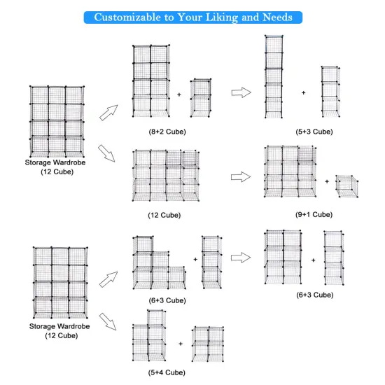 Costway 12 Cube Grid Wire Organizer Wardrobe Shelves Bookcase DIY {2}