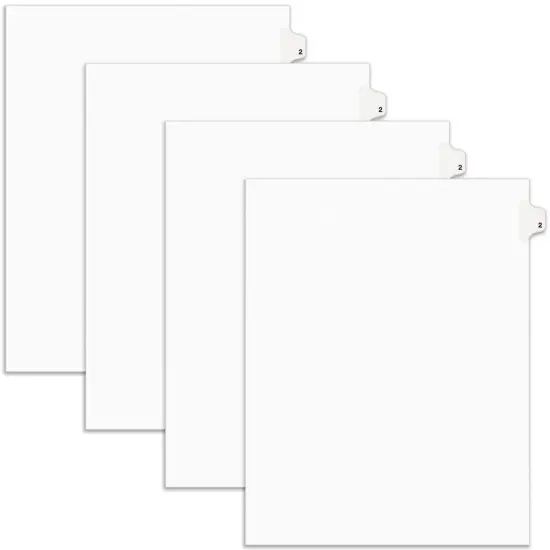 Avery Legal Exhibit Binder Dividers, Preprinted No. 2 Side Tabs, Unpunched Letter Size, 25 Tabs per Set, 4 Packs, 100 Tabs Total (11912) {1}