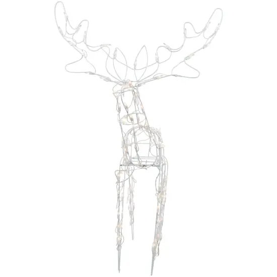 Northlight 48" Lighted White Standing Reindeer Outdoor Christmas Yard Decoration {7}