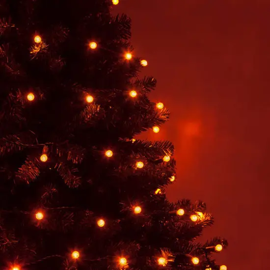 70 Amber/Orange G12 LED String Lights, Green Wire, 4" Spacing {6}