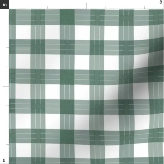 Various Fabrics by the Yard or Fat Quarter Green Plaid Country Gingham Check Large Picnic Moss Cottagecore Custom Printed Fabric by Spoonflower {4}