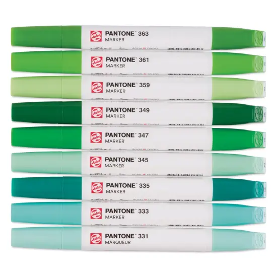 Pantone Dual Tip Markers - Green, Set of 9 {1}