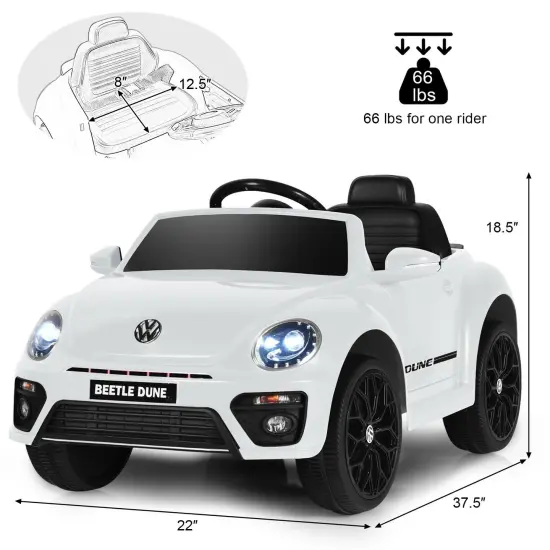 Kids Electric Ride On Car with Remote Control and Led Headlight Ideal Gift for Birthdays or Any Special Festival White {2}