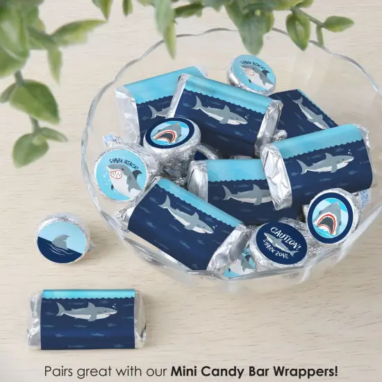 Big Dot of Happiness Shark Zone - Jawsome Shark Party or Birthday Party Small Round Candy Stickers - Party Favor Labels - 324 Count {7}