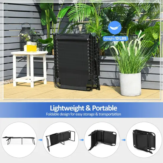 Foldable Recline Lounge Chair with Adjustable Backrest and Footrest Black {3}