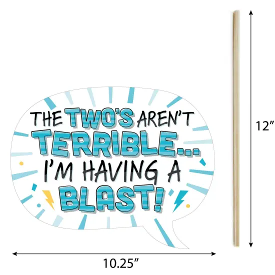 Big Dot of Happiness Two Cool - Boy - Blue 2nd Birthday Party Photo Booth Props Kit - 20 Count {7}