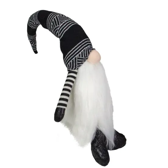 Northlight Plush Gnome with Striped Arms Christmas Figure - 28" - Black and White {4}