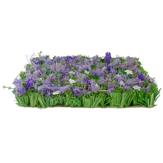 Northlight Mixed Floral and Grass Artificial Spring Mat - 13" - Purple and Green {3}