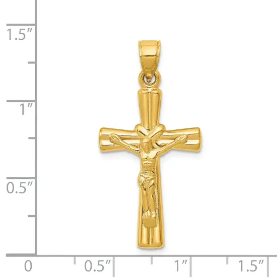 14K Yellow Gold Hollow Crucifix Pendant Jewelry 35mm x 16.8mm {4}