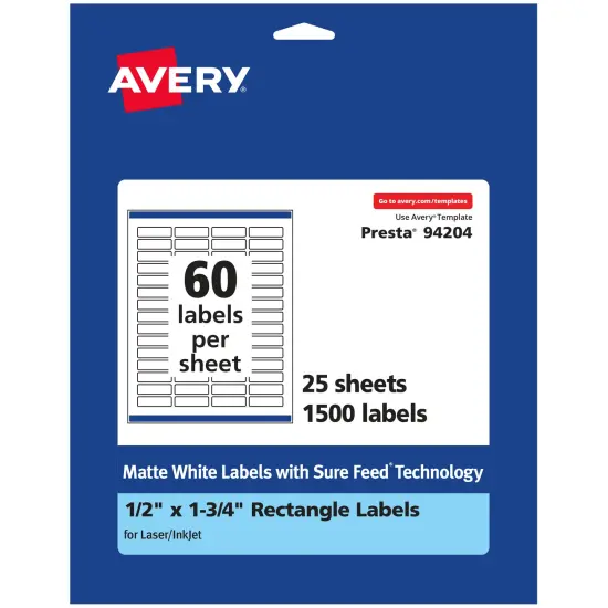 Avery Matte White Rectangle Labels, .5" x 1.75" {7}