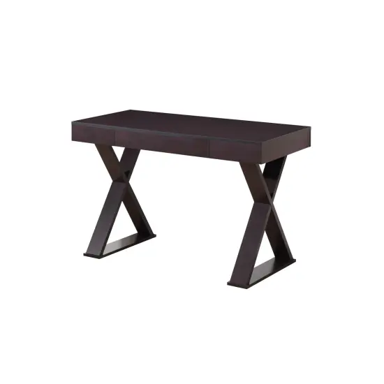 Techni Office Solutions 47.25-Inch Dark Brown Durable Rectangular Writing Desk With Crossed Legs Black {1}